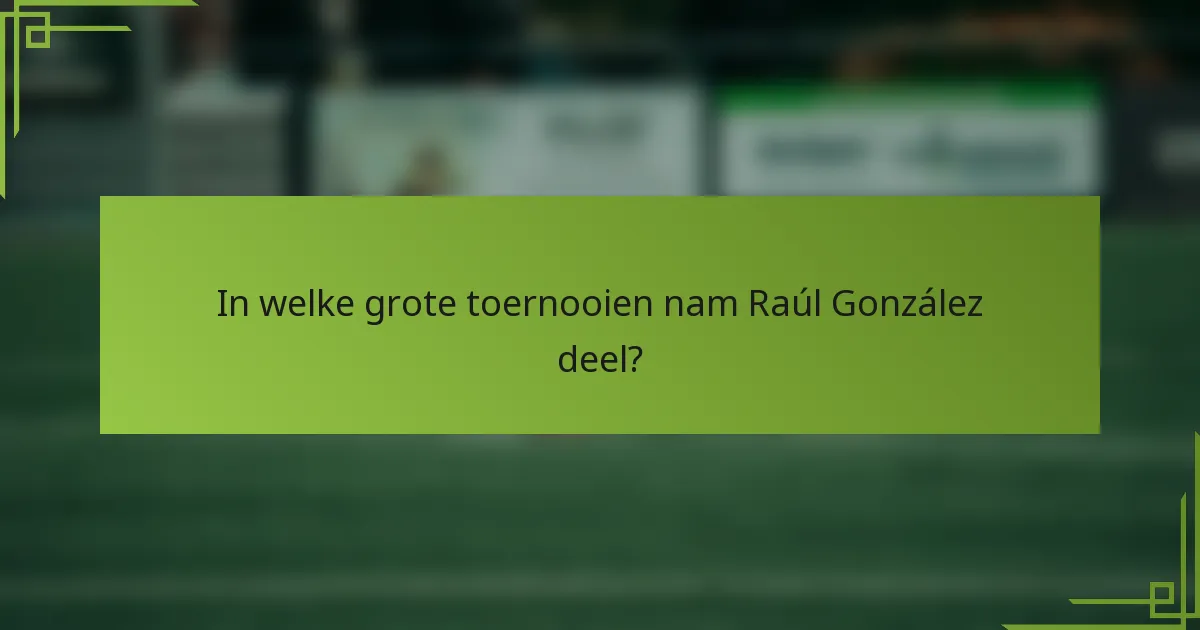 In welke grote toernooien nam Raúl González deel?