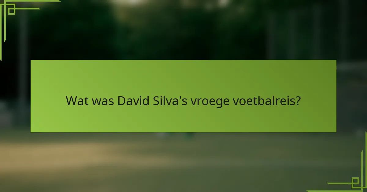 Wat was David Silva's vroege voetbalreis?