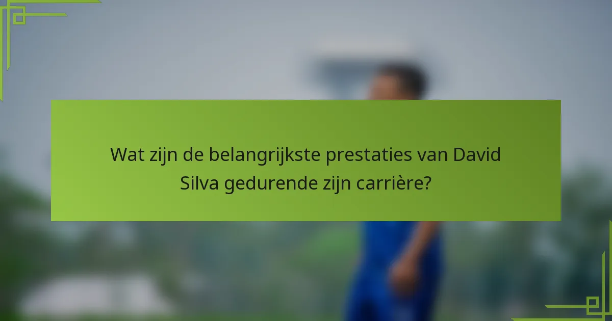 Wat zijn de belangrijkste prestaties van David Silva gedurende zijn carrière?