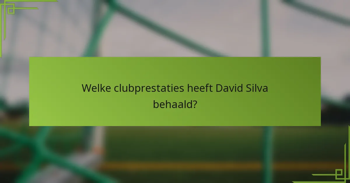 Welke clubprestaties heeft David Silva behaald?